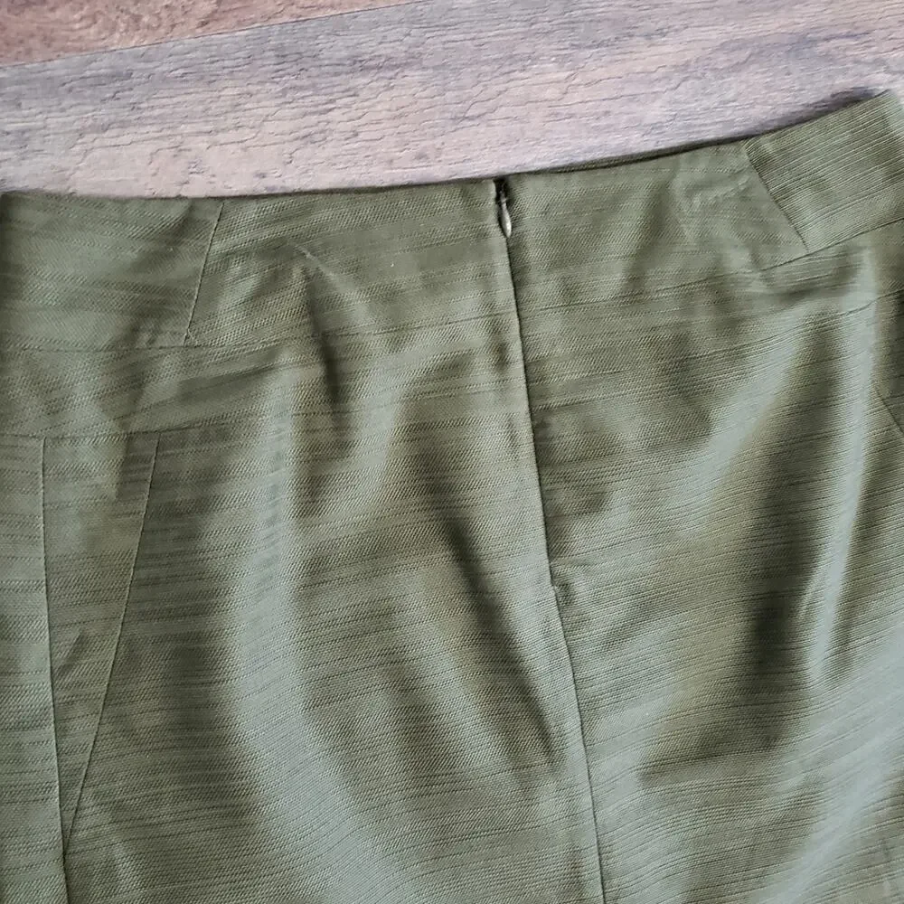 Ann Taylor Space-dyed‎ Striped Pencil Zip Green Lined Mini Skirt Women's